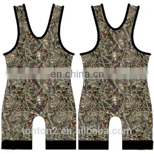 Cheap Sublimated Camo Singlet Wrestling Singlet for Sale thumbnail-4
