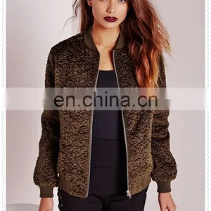 Custom Luxe Khaki Wool Bomber Jacket Winter Wholesale Low Price OEM thumbnail-4