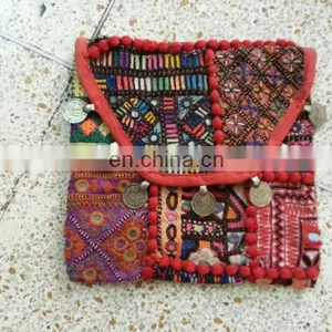 Indian Hand Stitched Banjara Envelop Clutch#coins#gypsy#bohofashion#textiles#pompoms thumbnail-1