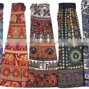 Boho Hippie Wrap Around Skirt/Bollywood Style Wrap Around Skirt/100% Cotton Printed Wraparound Skirt/Party Wear Short Skirt Boho thumbnail-3