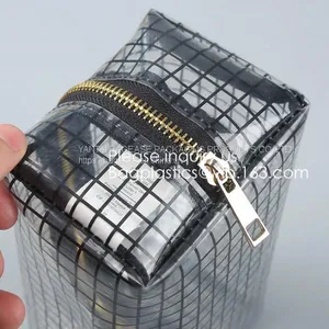 Travel Toiletry Bag, Waterproof PVC Cosmetic Pouch Organizer, Quart Size Zipper Wash Bags Carry-on Luggage for Women Men thumbnail-1