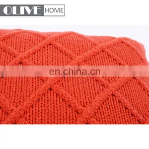 Fashion Soft Jacquard Diamond Geometric Pattern Knitted Cushion Cover for Sofa thumbnail-6