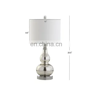 China Classical Calabash Shape Creative Custom Clean Glass Base Cheap Bedside Lamps for Office Restaurant Hotel thumbnail-4