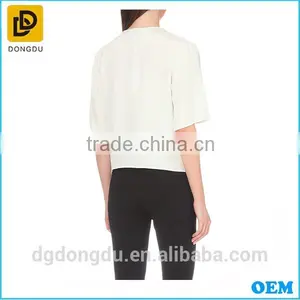 Custom Wholesale Cheap Hot Sale Embellished Silk T Shirt for Lady thumbnail-2