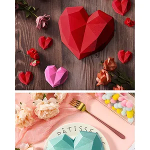 Heart Shaped Silicone Cake Mold With Mini Hammer 3D Geometric Cake Mold Silicone Mousse/Chocolate Cakes Mould thumbnail-1