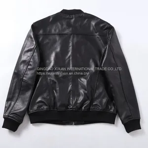 HOT SALE 2021 CLASSIC FASHION MEN'S GENUINE LEATHER BASEBALL JACKET thumbnail-5