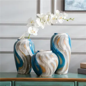 Mediterranean Simple Style Abstract Hand Paint Colours Ceramic Vase For Table Decoration thumbnail-2