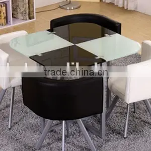 1+4 Square Glass Table Set Small Meeting Tables Dinning Talbes and Chair thumbnail-2