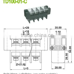 Panel Terminal Blocks 101A 600V With Cover 21mm Perforation Terminal Blocks thumbnail-2