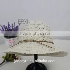 Wholesale Design Summer Beach Paper Foldable Straw Hat For Ladies thumbnail-1