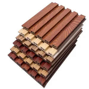 Wooden Grain PVC WPC Fluted Wall Panels For Decoration thumbnail-1