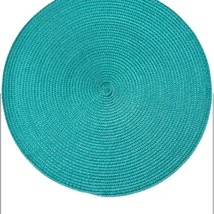 HOME COLLECTION Round 15 Inch Braided Woven Polypropylene Plastic Placemats (green ), Set of 4 thumbnail-2
