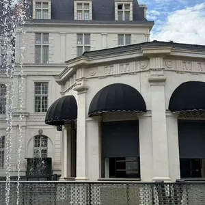 Fixed Curved Dome Decorative Window Awning, Scalloped Edge Waterproof Fabric Stationary Canopy for European Commercial Building & Villa Facade thumbnail-3