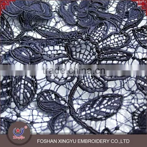 Chinese Factory Custom Pattern Deep Blue Water Soluble Lace for Lady Dress thumbnail-1
