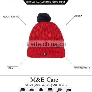 Mens Custom Red Pom Pom Beanie Hats Wholesale thumbnail-1