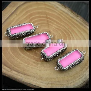 Wholesale LFD-0039B Rectangle Pink Glass Pave Rhinestone Connector Beads Jewelry Making thumbnail-3