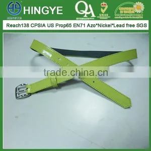 Shiny Finish Plain Yellow Color PU Belt --- E1412047 thumbnail-1