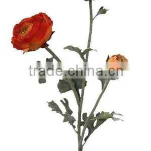 73cm Artificial Ranunculus Spray With 2 Flowers and 1 Bud thumbnail-1