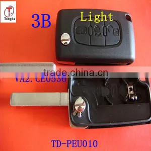 Tongda 3 Button With Light Button Flip Remote Key Shell CE0536 With Grove for Peugeot.Citroen thumbnail-1