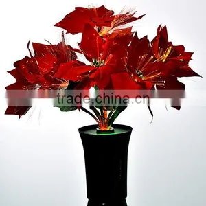 Very Best Sale LED Fiber Optic Poinsettia Flowers /LED Fiber Optic Red Christmas Flower Light With High Metal Pot With CE thumbnail-2