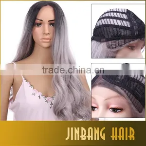 2016 Hot Sale Synthetic Long Gray Wigs for Black Women Cosplay 1B Ombre Silver Grey Lace Front Wigs Middle Part 24inch thumbnail-1