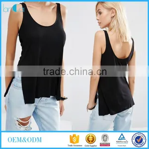 Latest Design Fashion Women Clothes Side Split Tops Wholesale Tank Top thumbnail-1