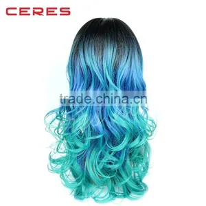 Long Wavy Black Ombre Lace Front Wig Synthetic Hair Wig for Women thumbnail-5