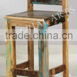 INDIAN RECYCLE WOOD BAR CHAIR, FOR BAR FURNITURE thumbnail-1