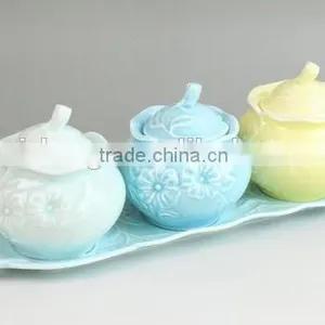China Suppliers Ceramic Embossed Glazed Sugar Coffee Kitchen Utensil for Coffee Dinner Set thumbnail-5