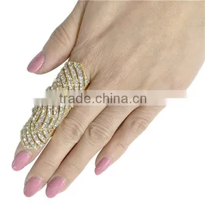 New Arrival Hollow Crystal Link Finger Ring Womens Fashion Ring Jewelry thumbnail-2