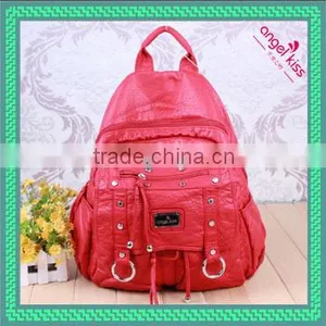2014 Angel Kiss Washed pu Backpack Sport Backpack With Hat China Suppliers Backpacks in Stock Quality Choice thumbnail-1