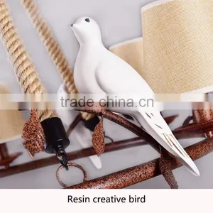 Resin Creative Bird Cloth Lamp Shade Lighting Iron Handmade Hemp Rope Light thumbnail-6