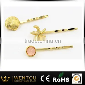Gold Plate Shell and Starfish Charm Fancy Bobby Pins thumbnail-1