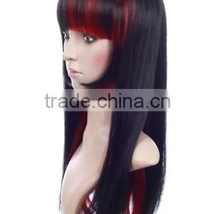 Cheap High Heat Resistant Mix Color Red Synthetic Long Cosplay Wig With Bangs thumbnail-3