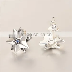 Simple Design Star Shape Stud Silver Earrings For Women thumbnail-4