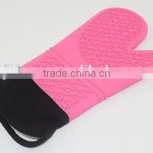 Silicone Lovely Gloves Honey Peach Color Oven Mitts With Cotton Inside thumbnail-1