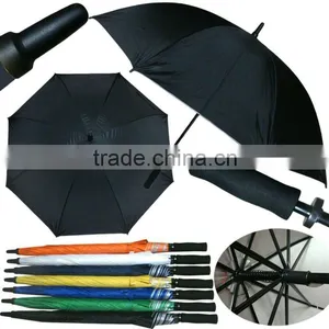 28"16ribs Black Large Windproof Manual UV Golf Umbrella thumbnail-1