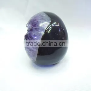 Hand Carved Natural Crystal Geode Crystal Skull For Sale or Gift to Lovers thumbnail-5