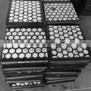 High Alumina Ceramic Rubber Liner With Steel Backing Plate, Rubber Ceramic Liner With Bolt Connection thumbnail-3