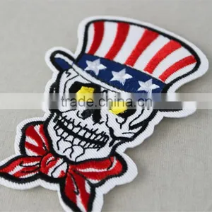 Lovely Design Person Skull Pattern Patches Polyerster Embroidery Fabric Patch Trim Red and White Color for Wholesale thumbnail-3
