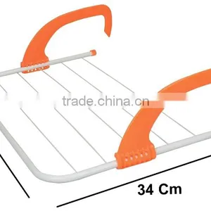 Metal Folding Clothes Rack In a Balcony Room Bathroom Towel Rack Clothes Hanger thumbnail-6