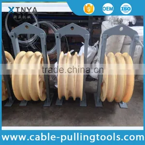660mm Diameter 3 Sheave Conductor Pulley Stringing Pulley Block With Nylon Wheel thumbnail-1