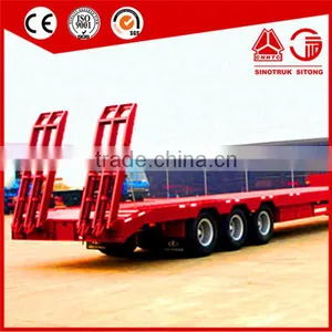 Road Transport 3 Axle Gooseneck Lowboy Semi Trailers Low Bed Trailer thumbnail-3