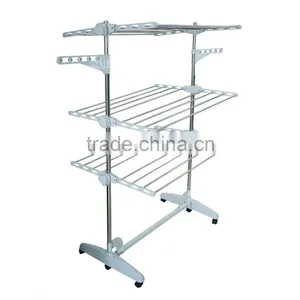 Clothes Airer Drying Rack Extra Large Deluxe 3 Tier Clothes Drying Rail (20M Hanging Space) White and Orange Folding Hangers Fla thumbnail-1