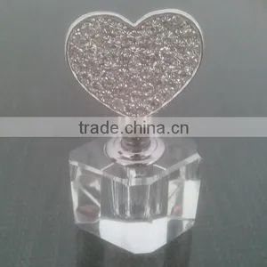 Mini Empty Clear Crystal Perfume Bottle With Jewelled Metal Alloy Top thumbnail-1