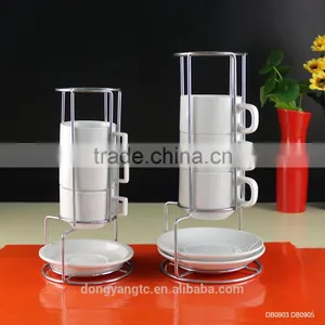 2017 Hotel Supplies 304 Stainless Steel Rack Plus Ceramic Tea Cup Set thumbnail-1