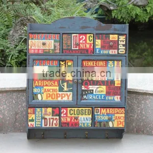 Antique Blue Wooden Wall Hanging Cabinet thumbnail-1