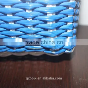 Handmade Plastic Woven Basket With Handles thumbnail-5