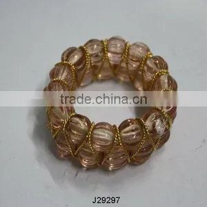 Napkin Ring in Amber Glass Beads Can be in Any Colour thumbnail-1