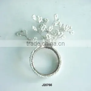 Napkin Rings in White Glass Beads Can be in Any Colour thumbnail-1
